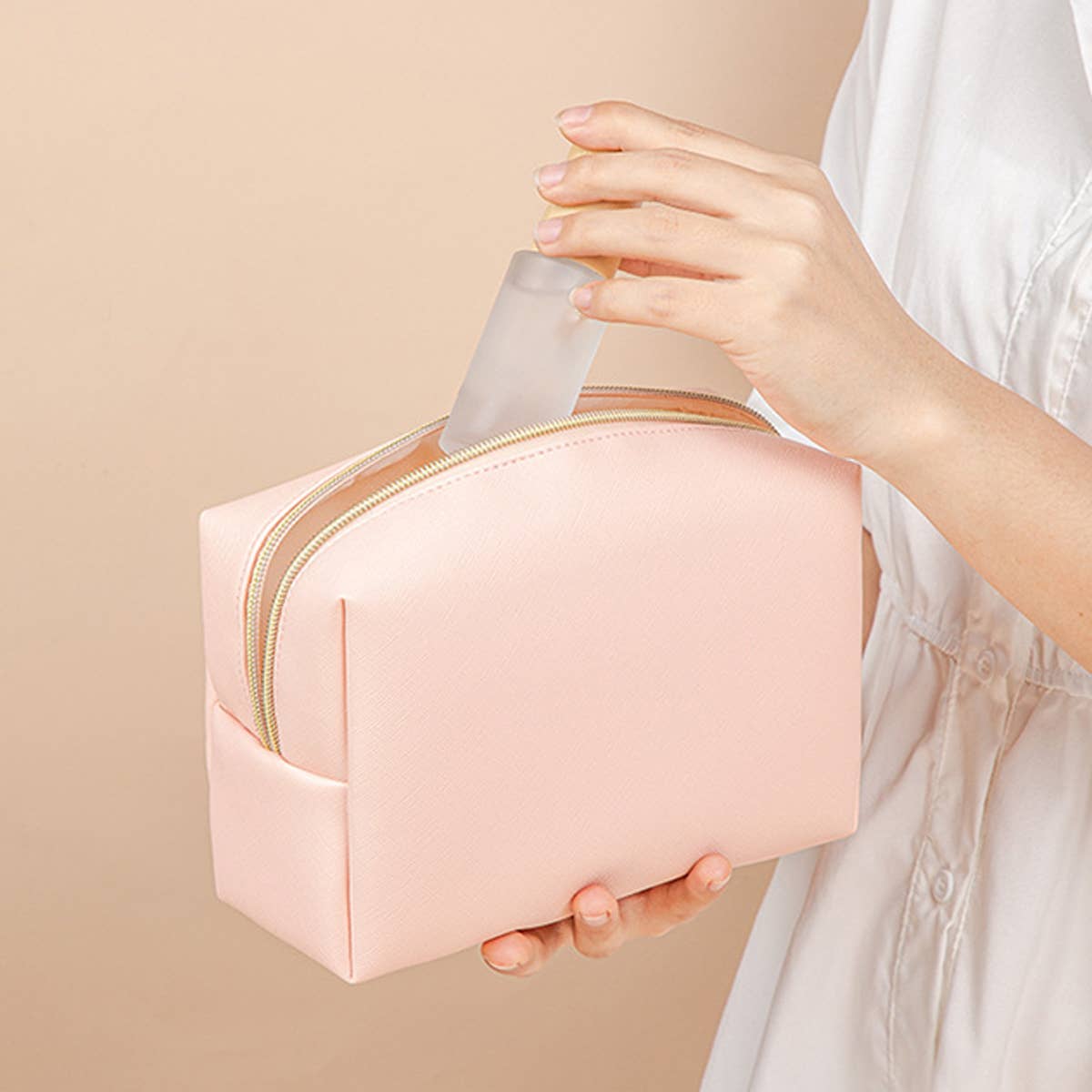 WOMEN SIMPLE PORTABLE WASHING BAG SMALL_CWAB0573: Pink / (OS) 3