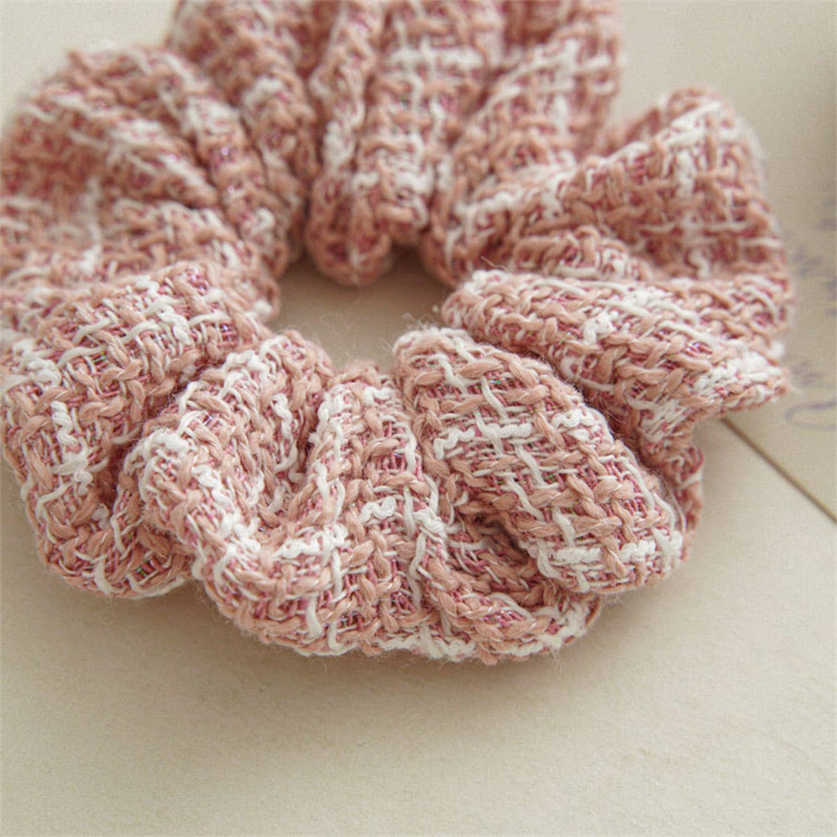 HOUNDSTOOTH SCRUNCHIES FOR HAIR_CWAHA0378: Pink / (OS) 3