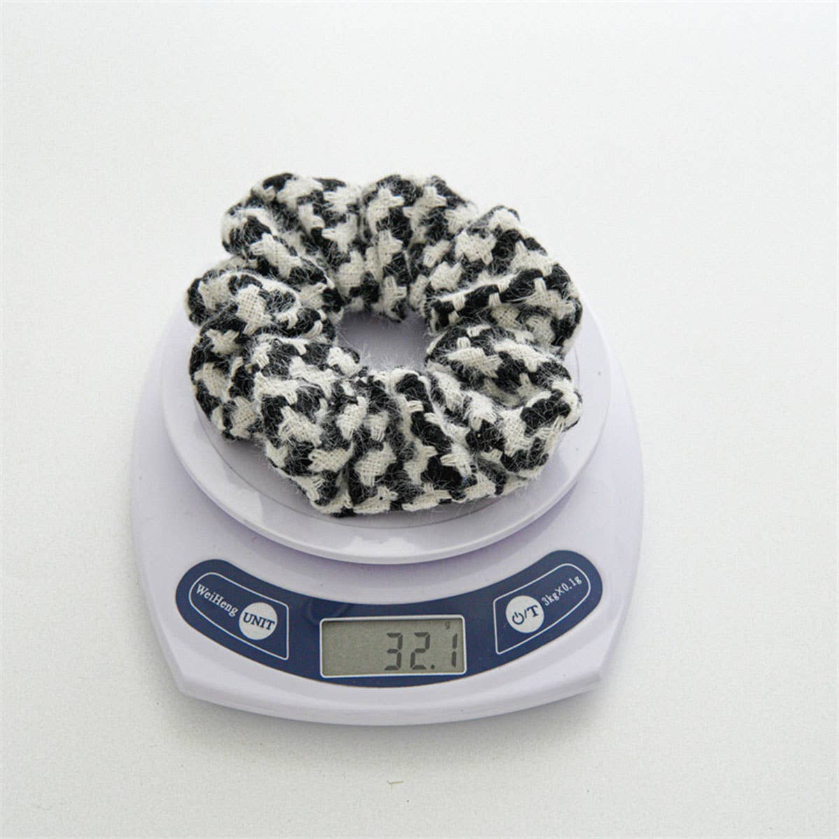 HOUNDSTOOTH SCRUNCHIES FOR HAIR_CWAHA0378: Black / (OS) 3