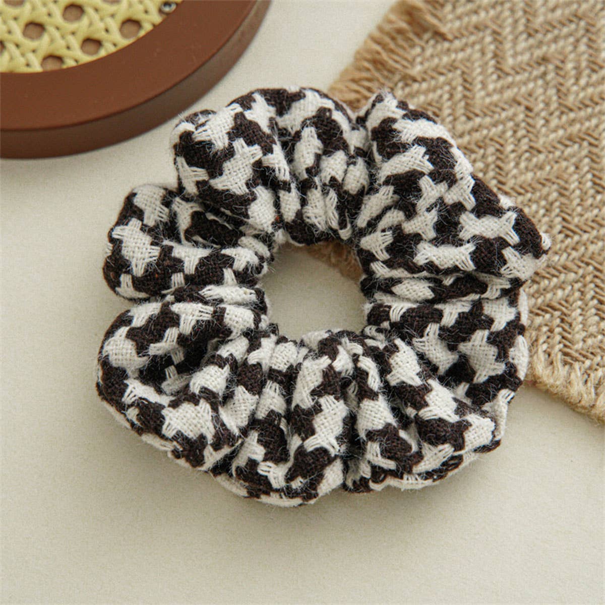 HOUNDSTOOTH SCRUNCHIES FOR HAIR_CWAHA0378: Blue / (OS) 3