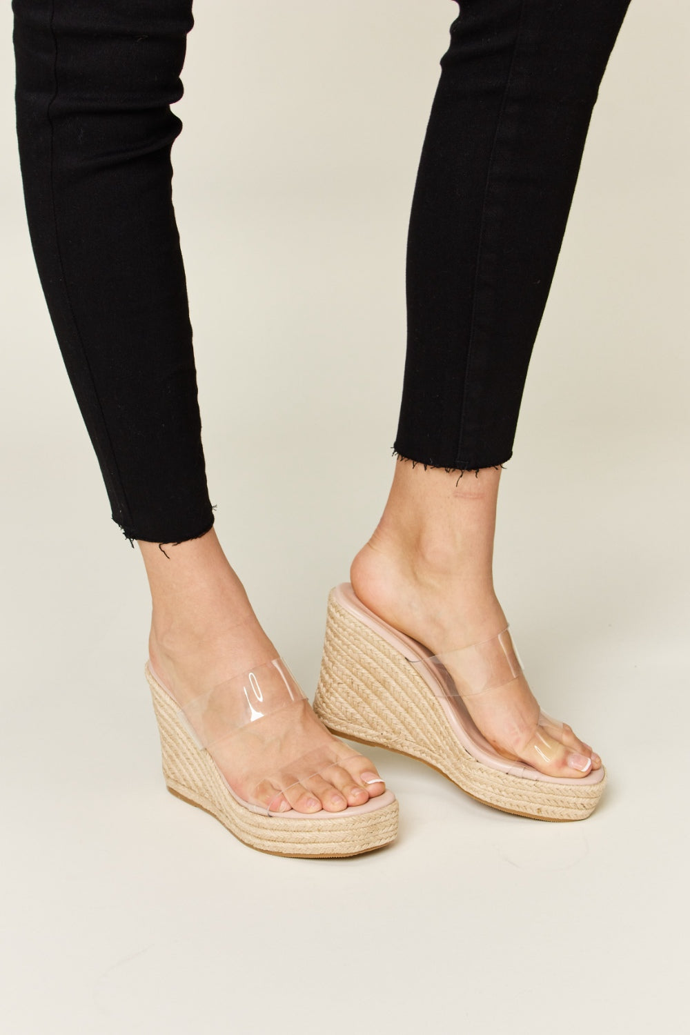 Forever Link Clear Strap Espadrille Platform Wedge Sandals