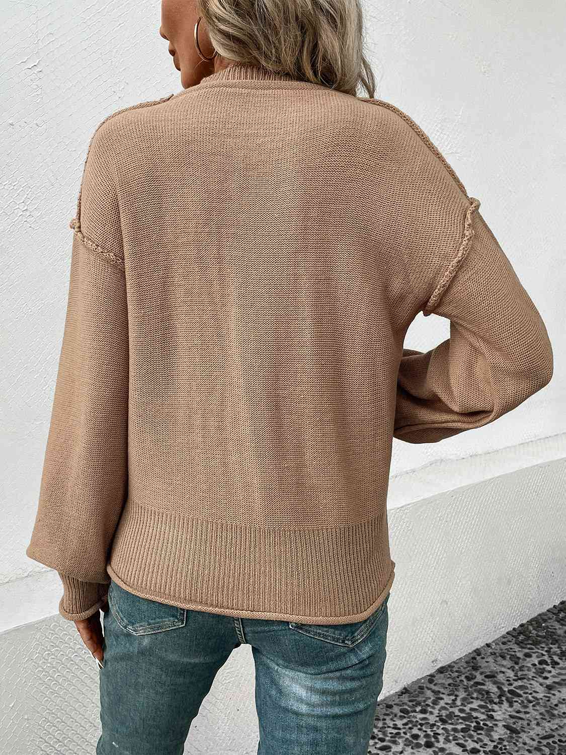 Exposed Seam Round Neck Sweater