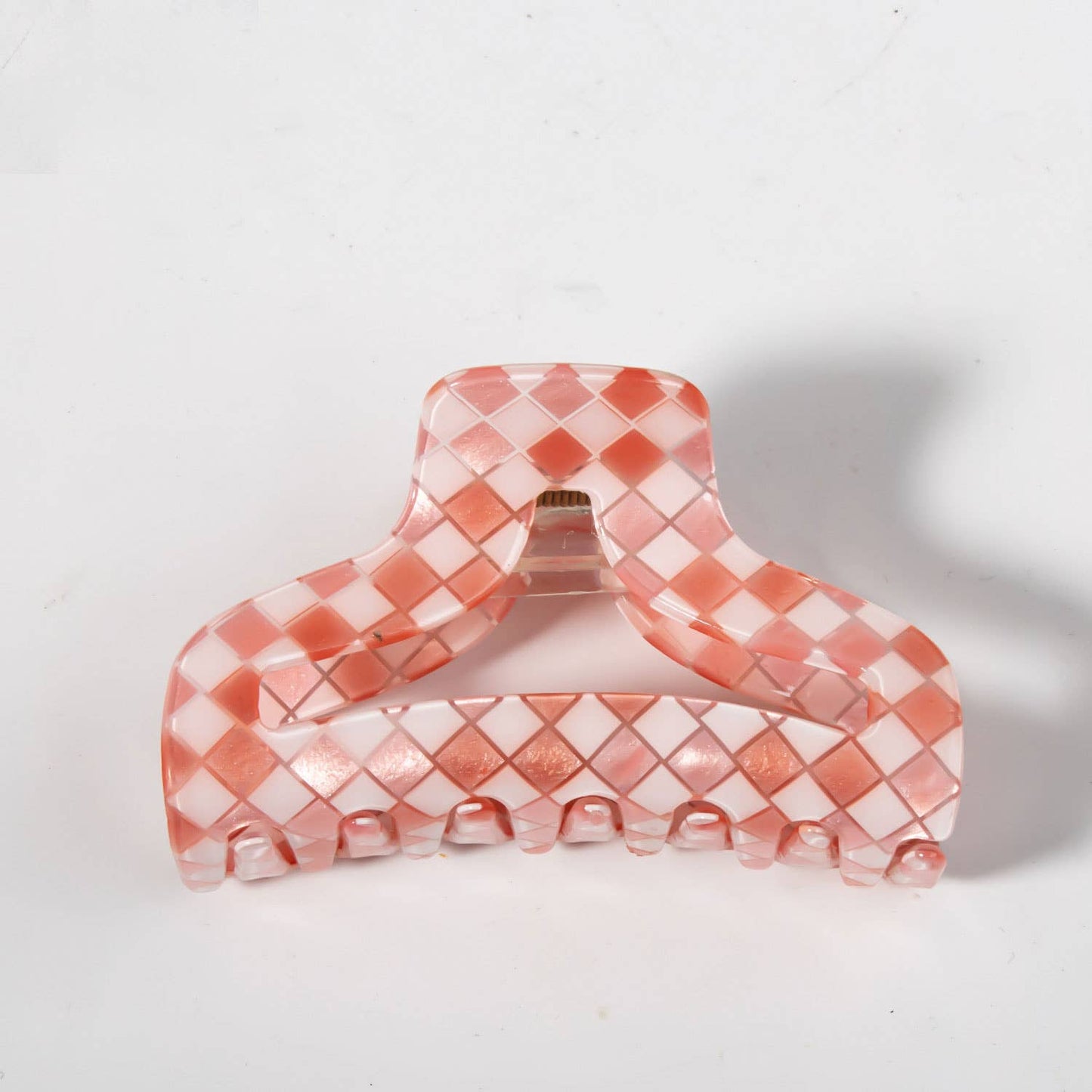 3.15"CHECKERED HAIR CLAW CLIP-2023 NEW STYLE_CWAHA0327: Pink / (OS) 3