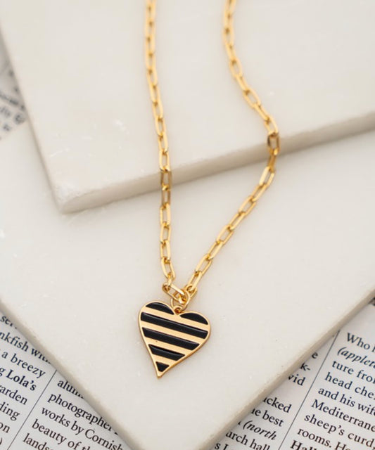 Striped Heart Necklace
