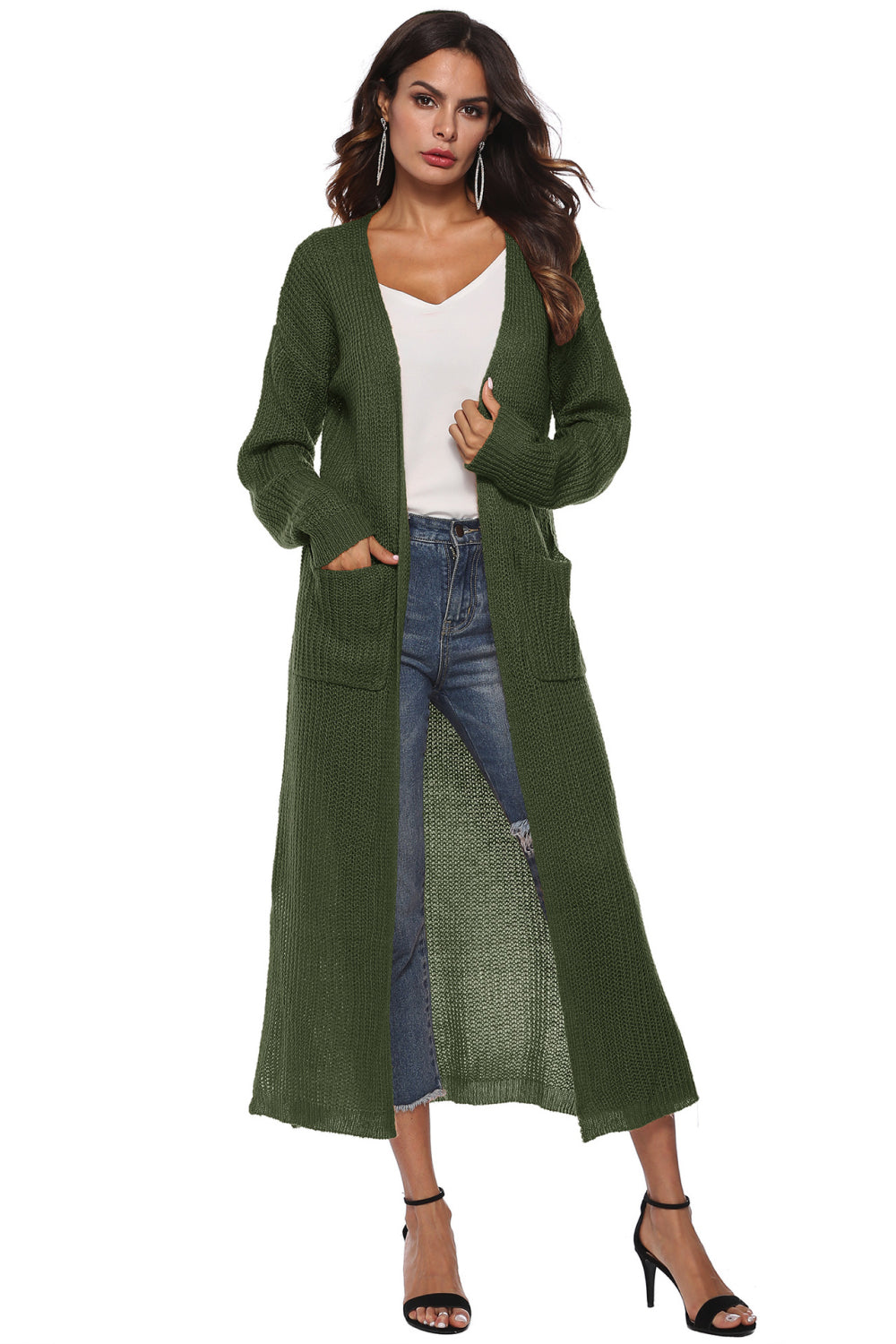 Long Sleeve Open Front Buttoned Cardigan