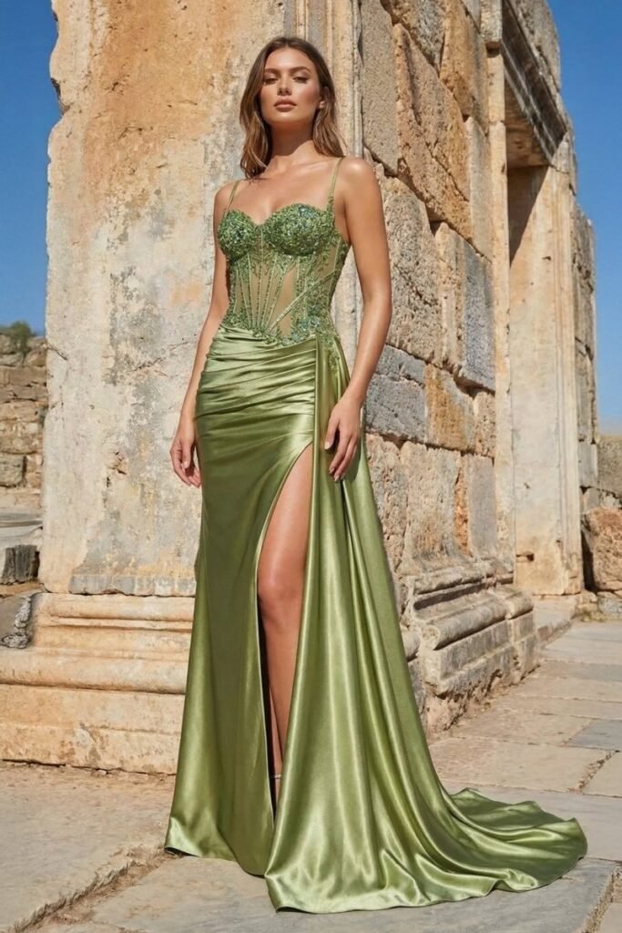 Spaghetti Strap Satin Mermaid Prom Dress