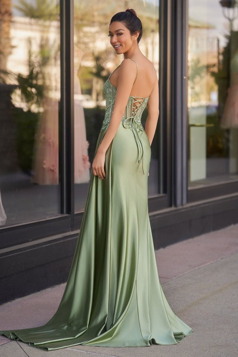 Spaghetti Strap Satin Mermaid Prom Dress - Image 6