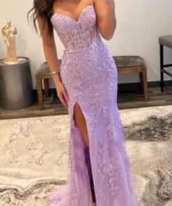Strapless Satin Mermaid Prom Dress