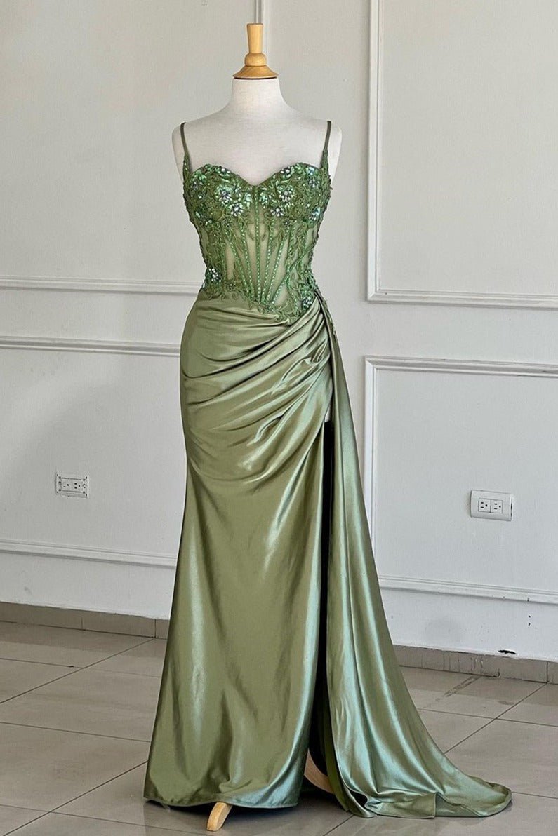 Spaghetti Strap Satin Mermaid Prom Dress - Image 10